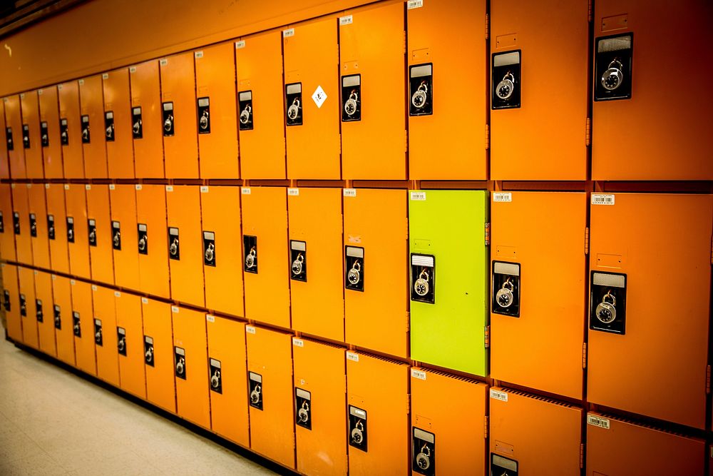 Free school lockers image, public domain education CC0 photo.