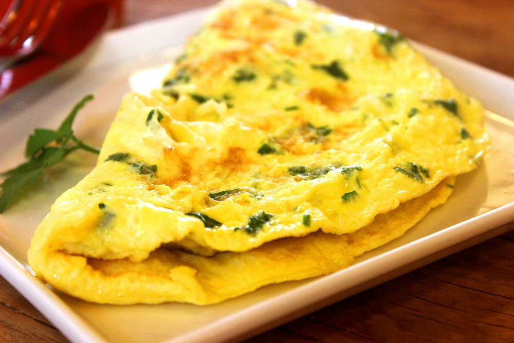Free close up omelet on dish image, public domain food CC0 photo.