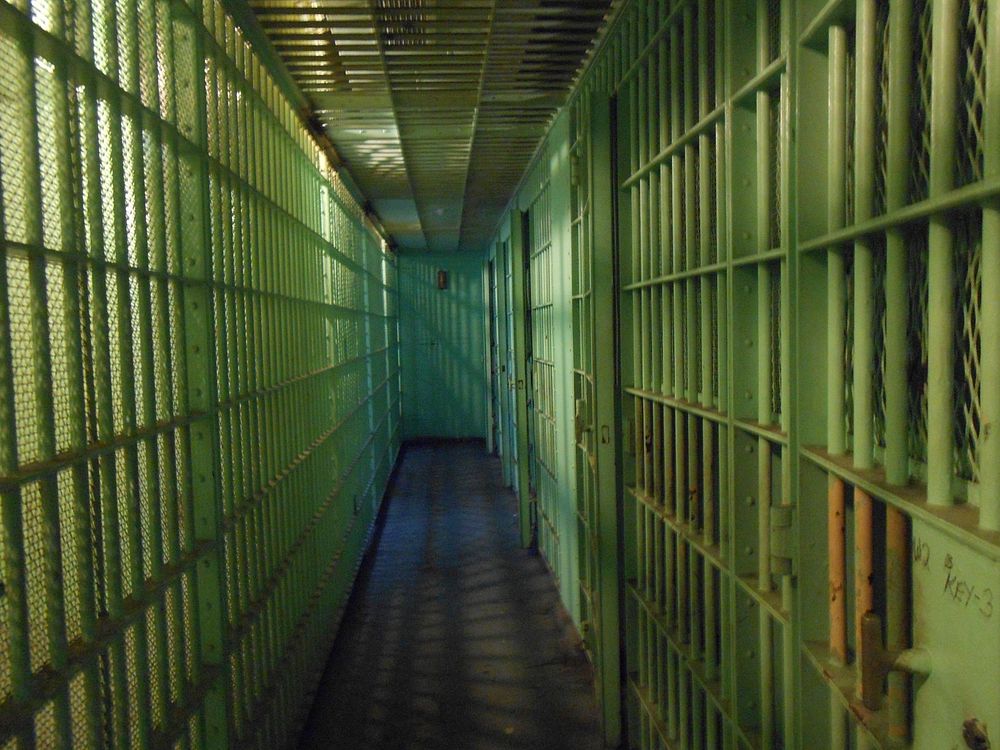 Free green prison walkway image, public domain CC0 photo.