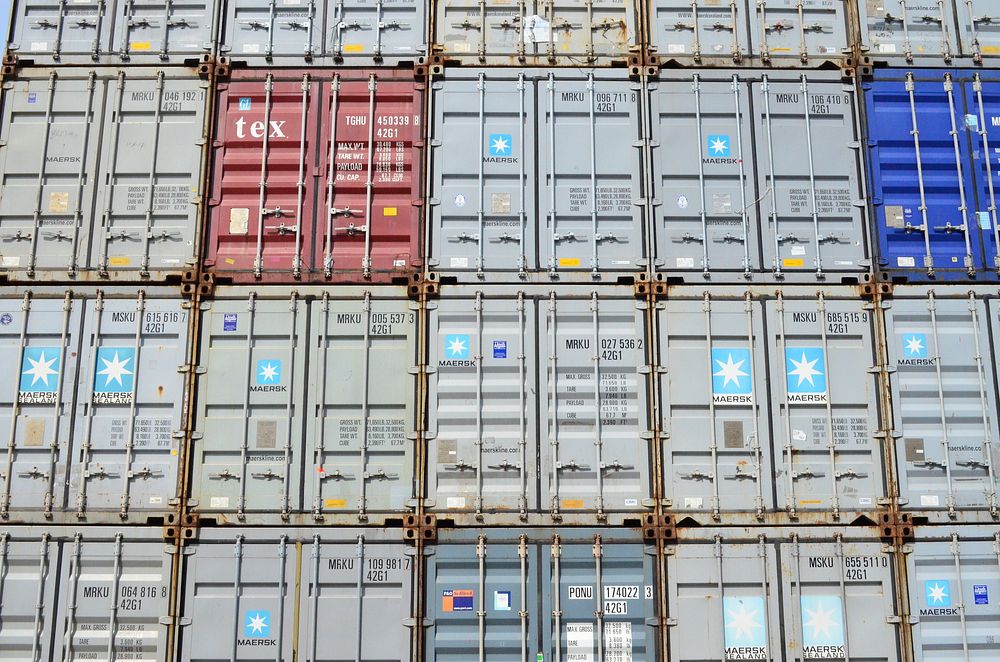 Free stacked shipping container image, public domain shipping CC0 photo.