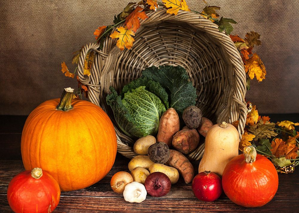 Free basket of fall vegetables image, public domain CC0 photo.