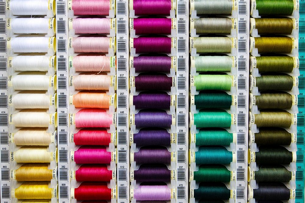 Free colorful threads photo, public domain sewing CC0 image.