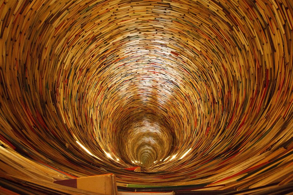 Free tunnel of books image, public domain CC0 photo.