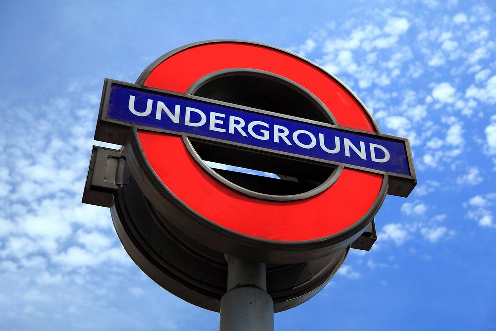 Famous sign, Underground tube logo. London, UK - 03/16/2017