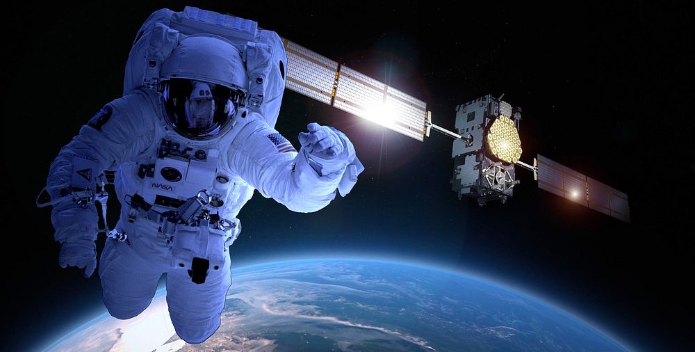 Free astronaut in space image, public domain human CC0 photo.
