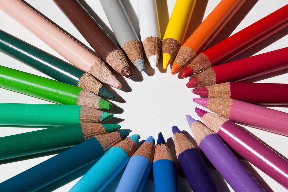 Colorful pencils, free public domain CC0 image.