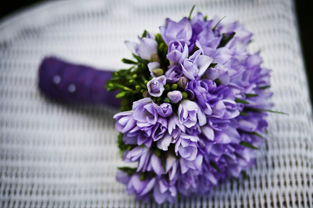 Free purple flower bouquet background image, public domain wedding CC0 photo.