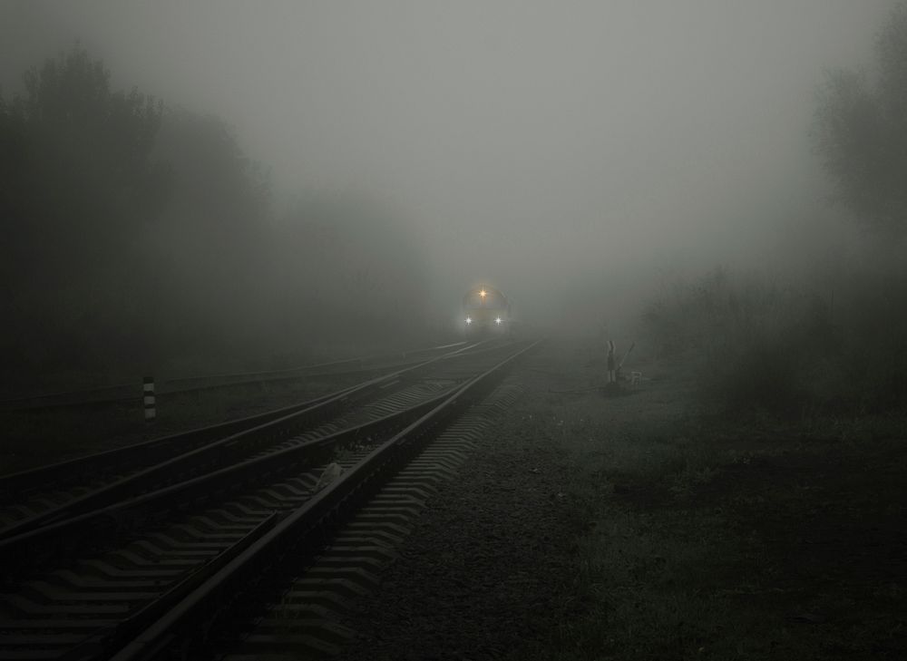 Free misty railway image, public domain CC0 photo.