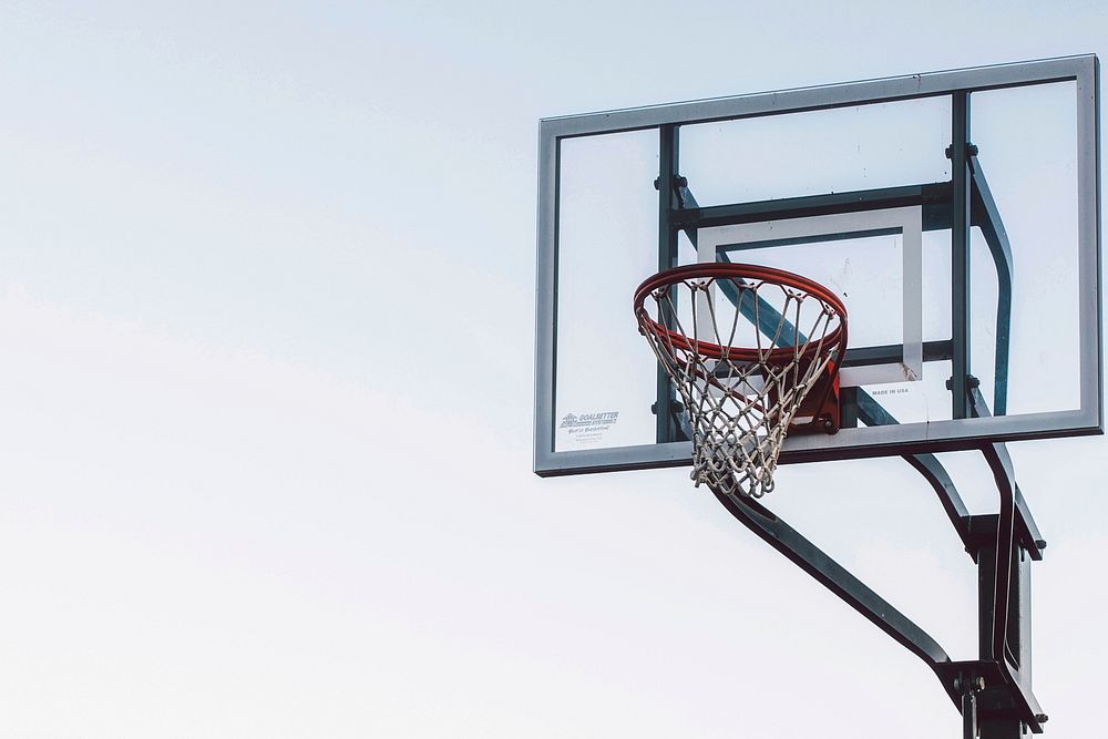 Free basketball goal closeup photo, public domain sport CC0 image.