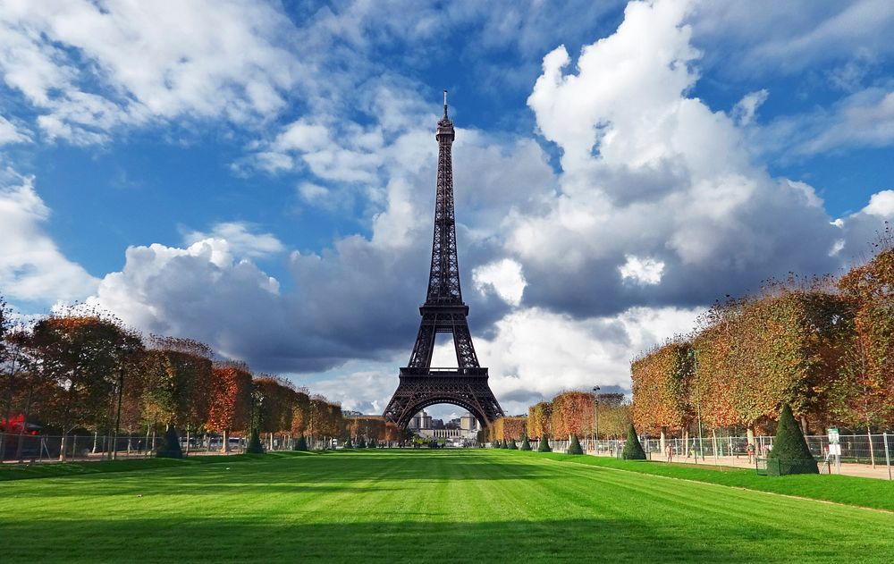 Eiffel tower, Paris landscape view photo, free public domain CC0 image.