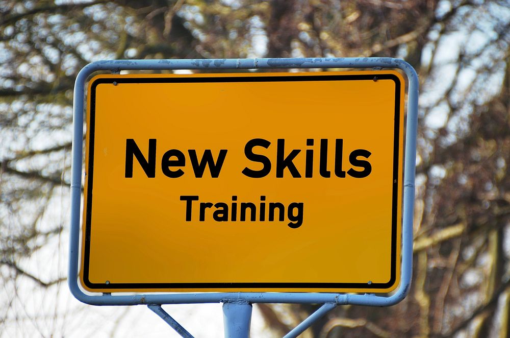 Free new skills training sign image, public domain CC0 photo.