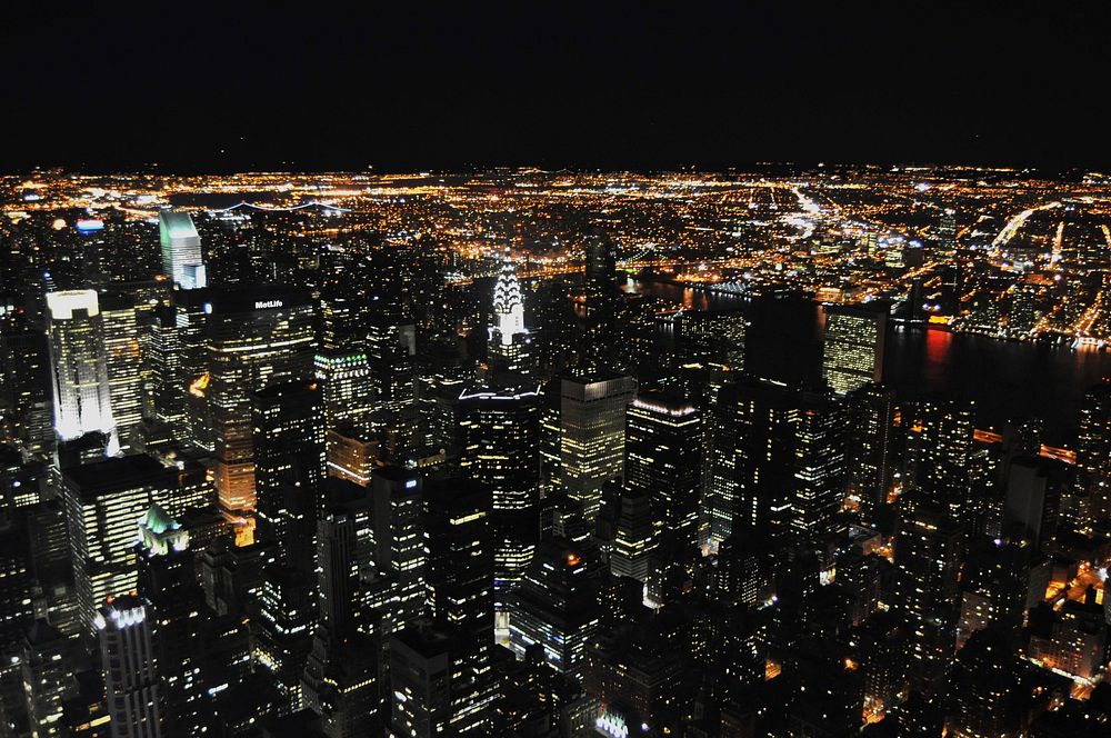 Free city view at night image, public domain CC0 photo.