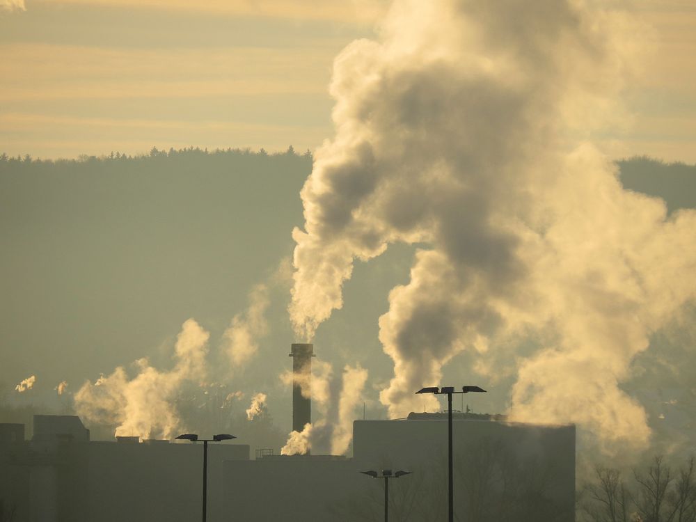 Free factory pollution image, public domain global warming CC0 photo.