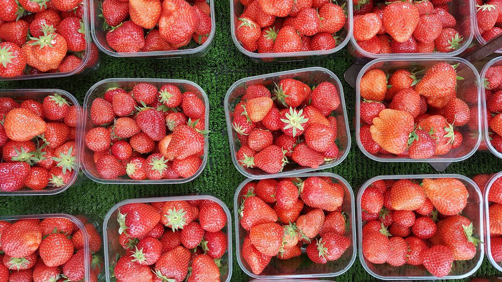 Free strawberries image, public domain food industry CC0 photo.