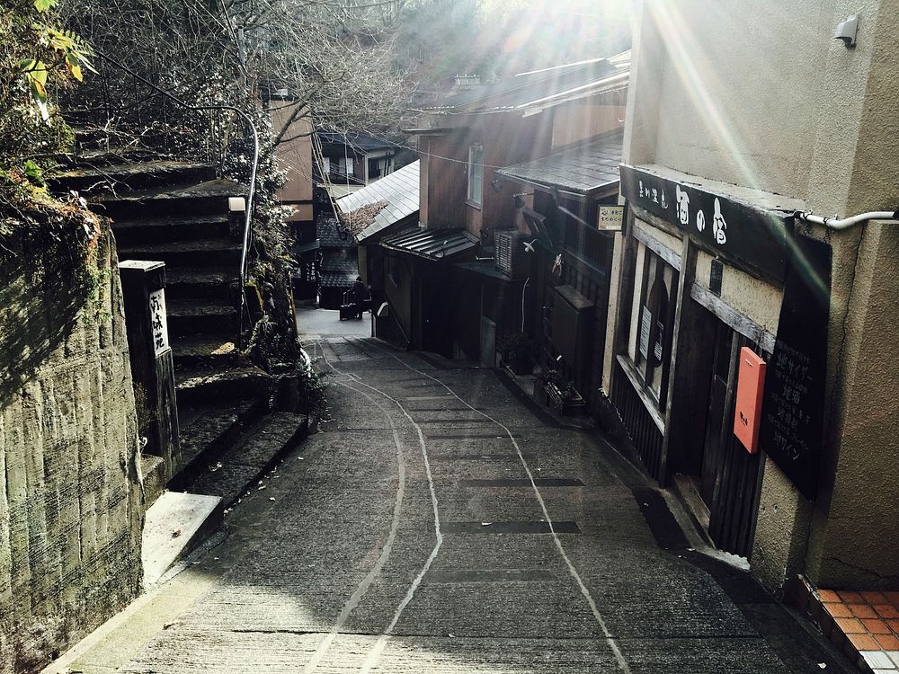 Free slope alley in Japanese village image, public domain CC0 photo.