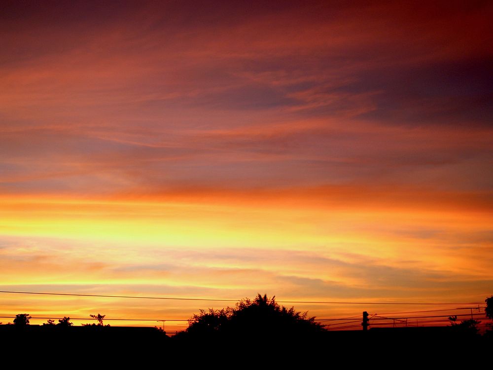 Free orange sunset view image, public domain nature CC0 photo.