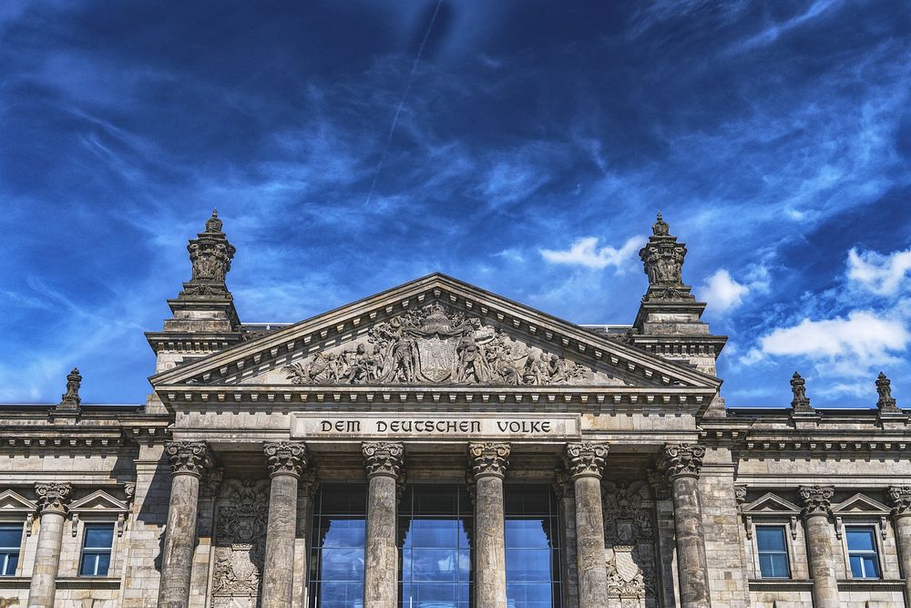 Free Reichstag building facade in Berlin, Germany image, public domain CC0 photo.