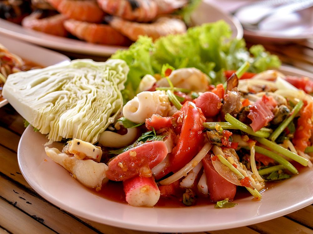 Free papaya salad somtum image, public domain Thai food CC0 photo.