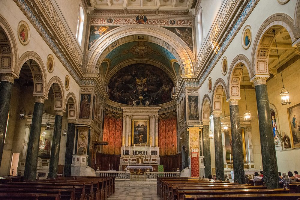 Free church interior photo, public domain hall CC0 image.