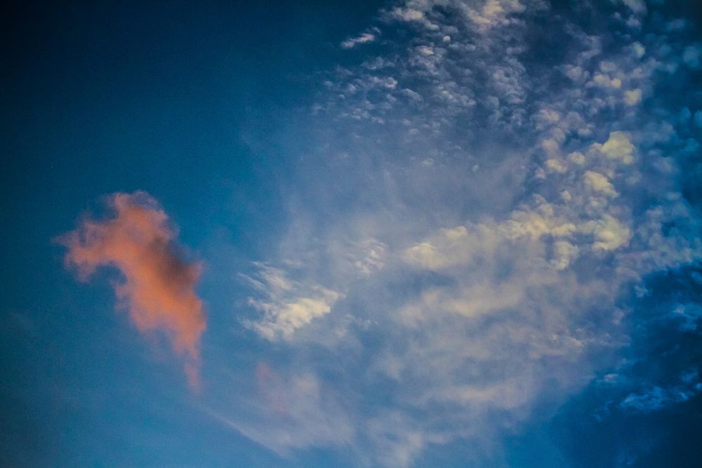 Free blue sky with golden clouds image, public domain CC0 photo.