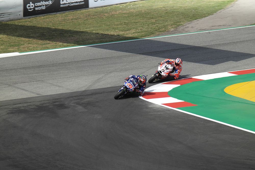 Maverick Vi&ntilde;ales & Danilo Petrucci on Yamaha & Ducati in The World Championship of MotoGP, Spain, 24 October 2018.…