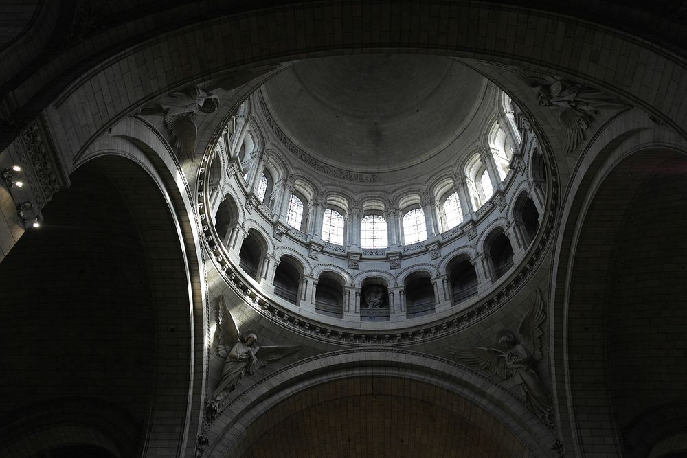 Free dome ceiling, gray photo, public domain interior design CC0 image.