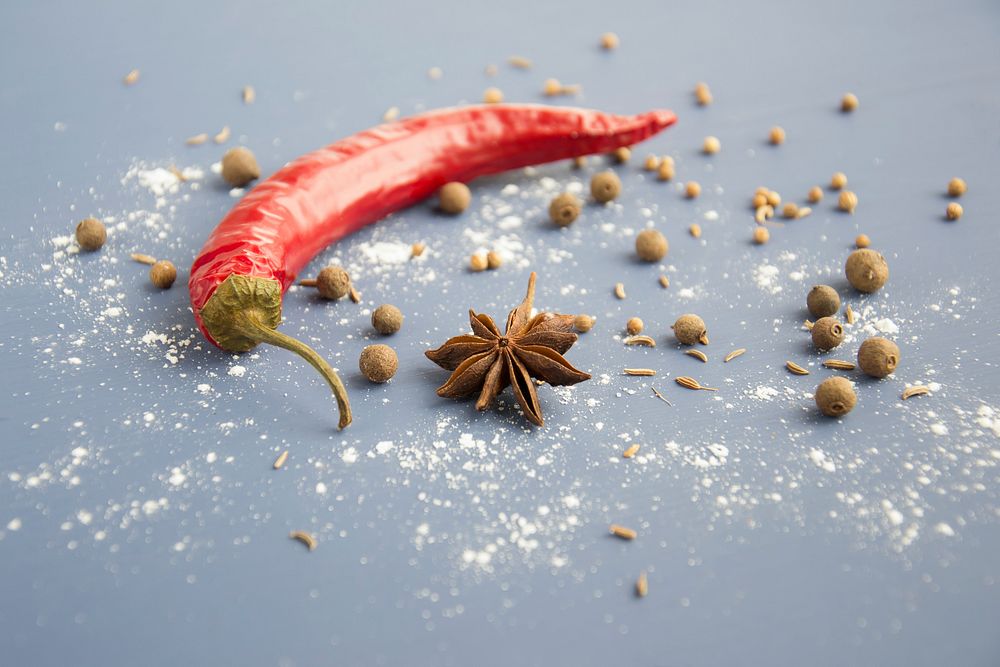 Free red chili, pepper, cinnamon close up public domain CC0 photo.