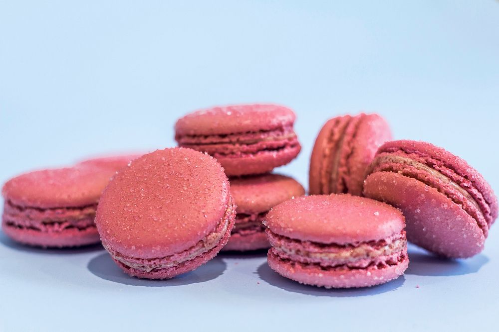 Free pink macaron image, public domain dessert CC0 photo.