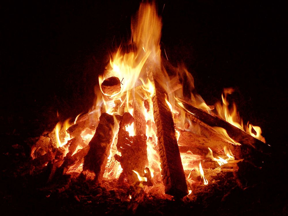Free fire on burning wood image, public domain CC0 photo.