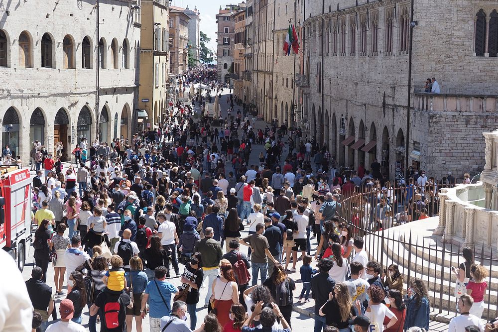 Free crowd of people in Perugia public domain CC0 photo.