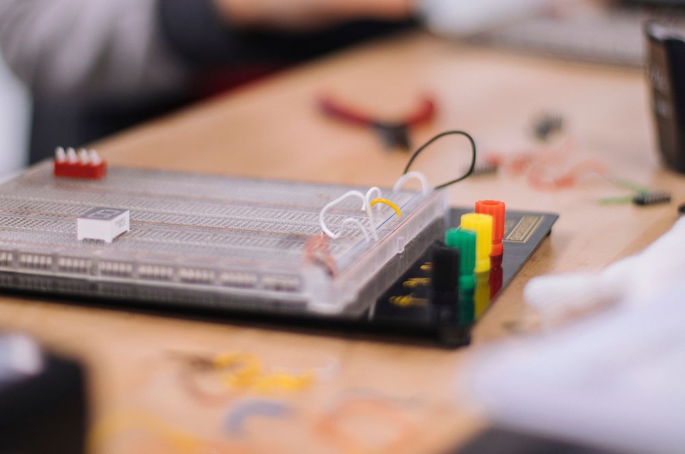 Free electrical circuit at a workshop image, public domain CC0 photo.