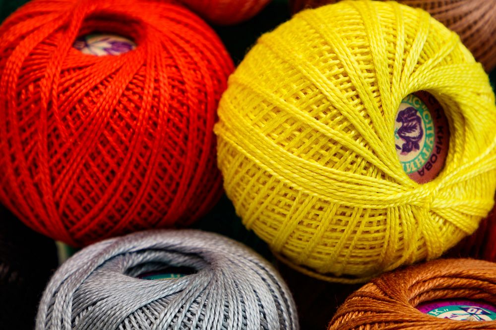 Free colorful crochet thread balls photo, public domain CC0 image.