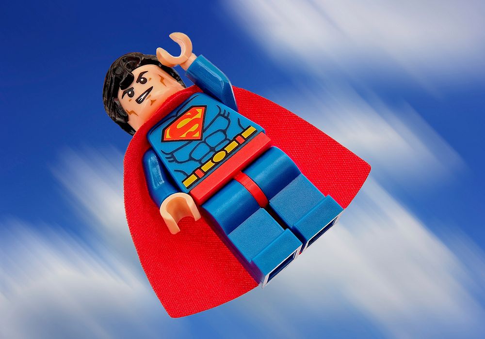 Superman Lego character flying. Location unknown - 01/29/2017