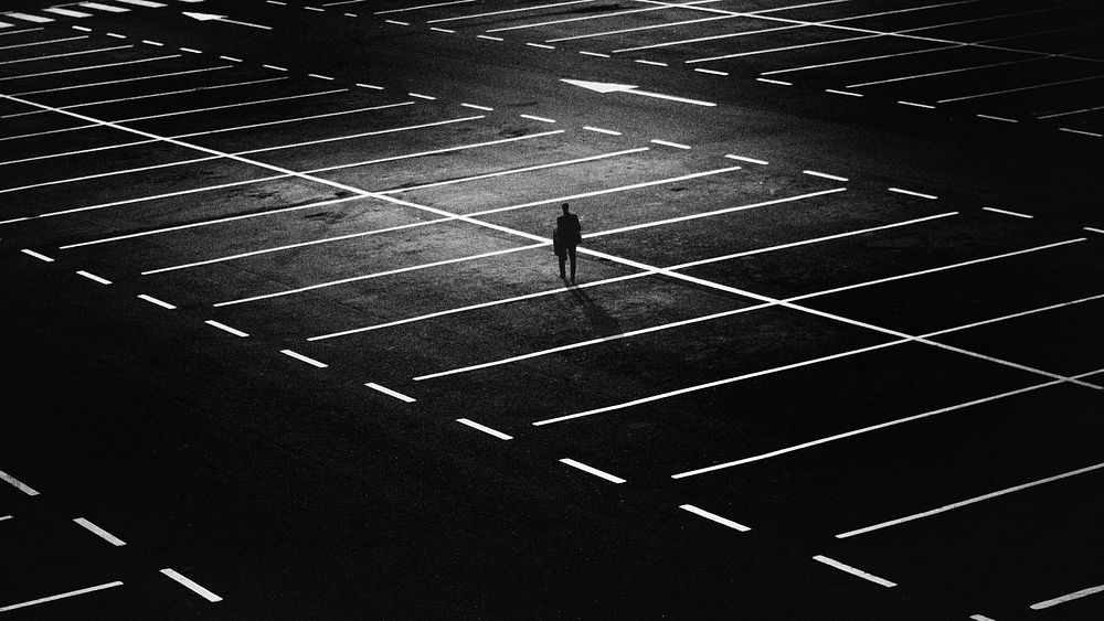 Walking in a empty parking lot, free public domain CC0 photo