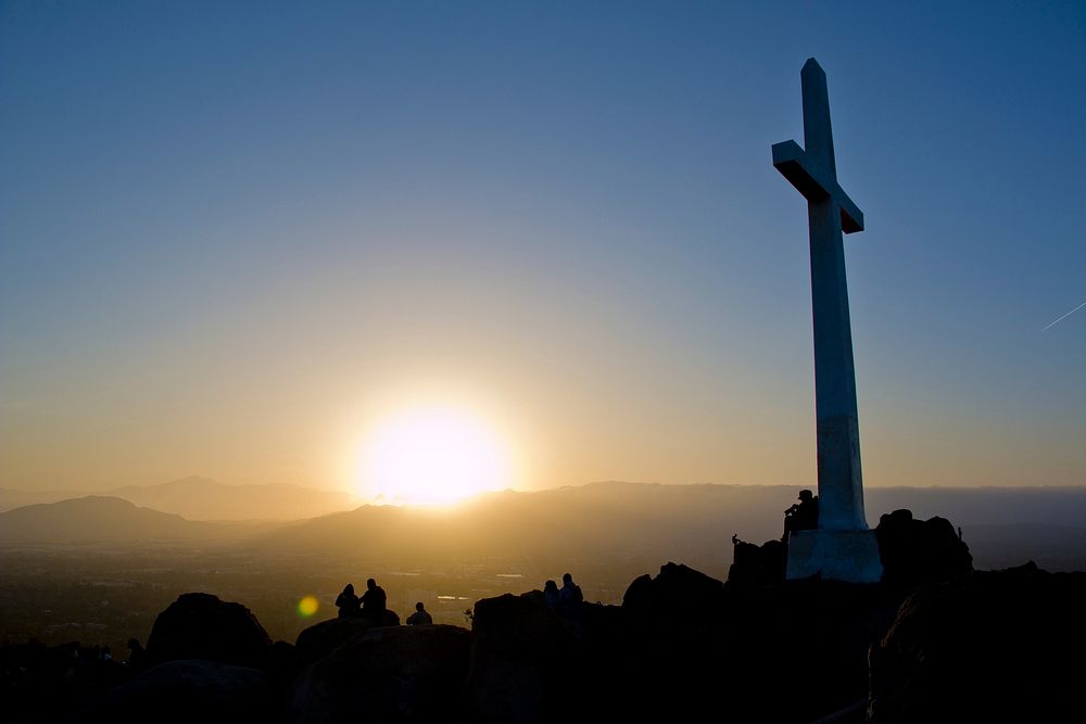 Free cross on a hill image, public domain religion CC0 photo.
