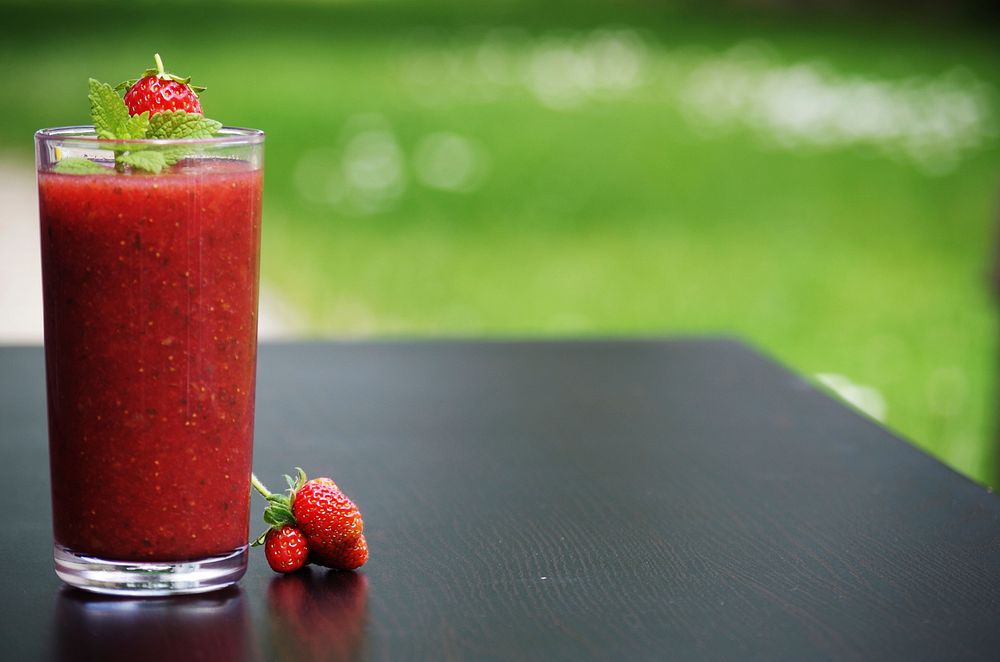 Free strawberry smoothie, public domain drink CC0 photo.