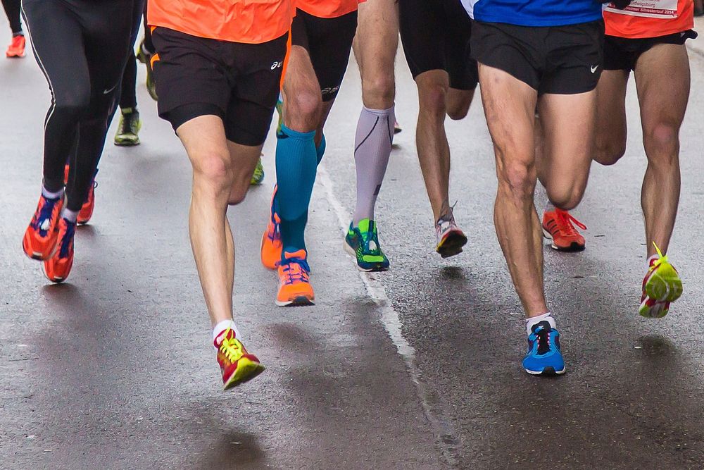 Free people running in a marathon image, public domain sport CC0 photo.