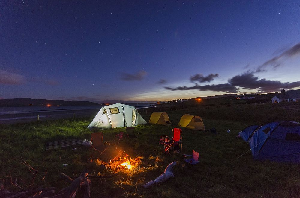 Free tent at sunrine public domain CC0 photo.