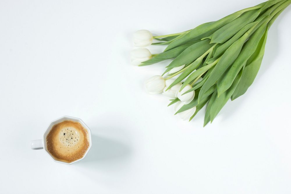 Free coffee & tulip image, public domain food & flower CC0 photo.