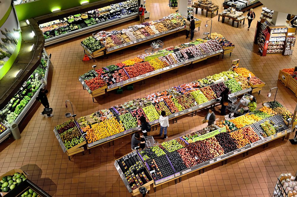Free top view of grocery store photo, public domain CC0 image.
