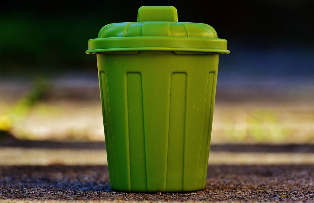 Free green garbage bin image, public domain environment CC0 photo.