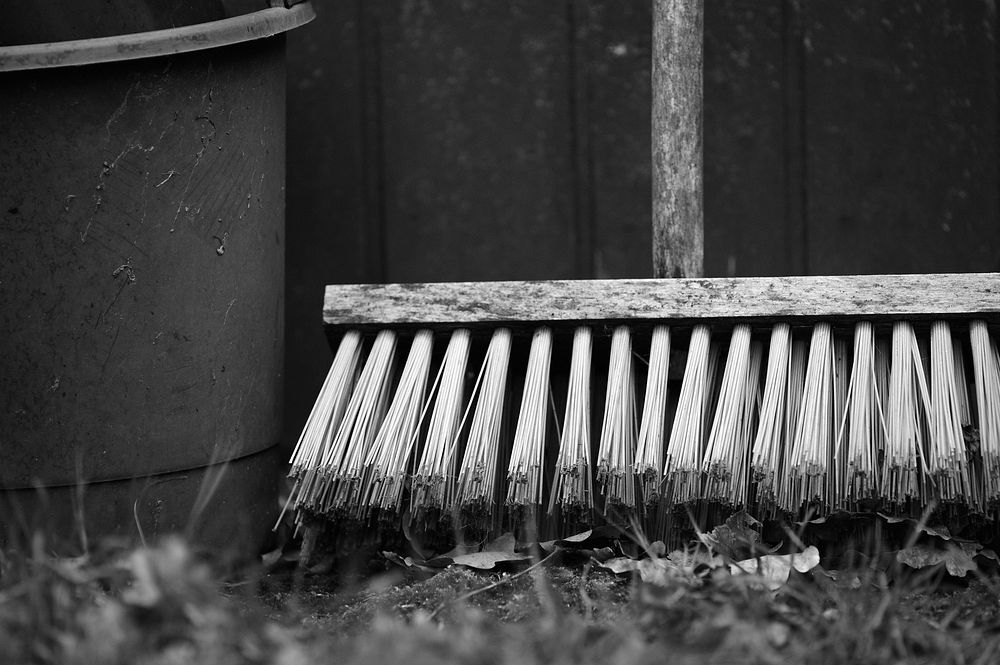 Broom, dark background, free public domain CC0 image.