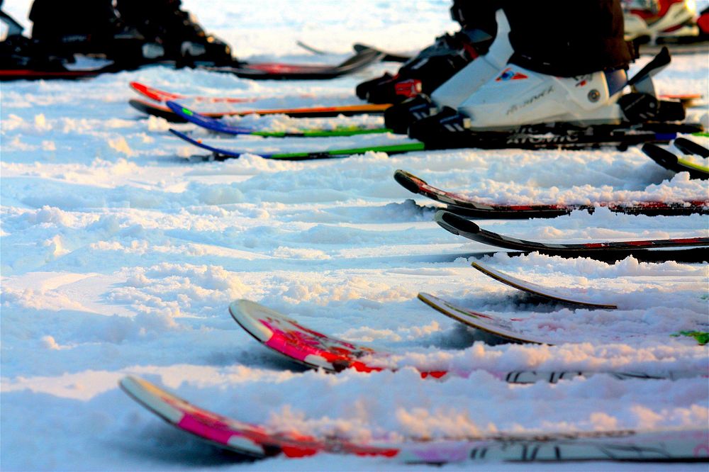 Free closeup on skis photo, public domain sport CC0 image.