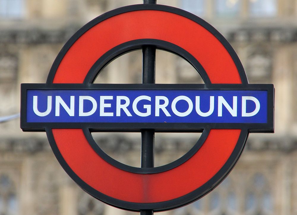 Underground, famous subway logo. London, UK - 02/11/2017