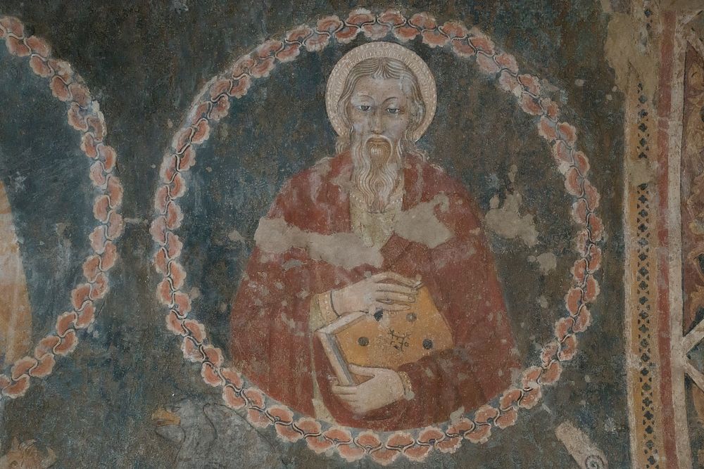 Evangelist fresco, free public domain CC0 image.