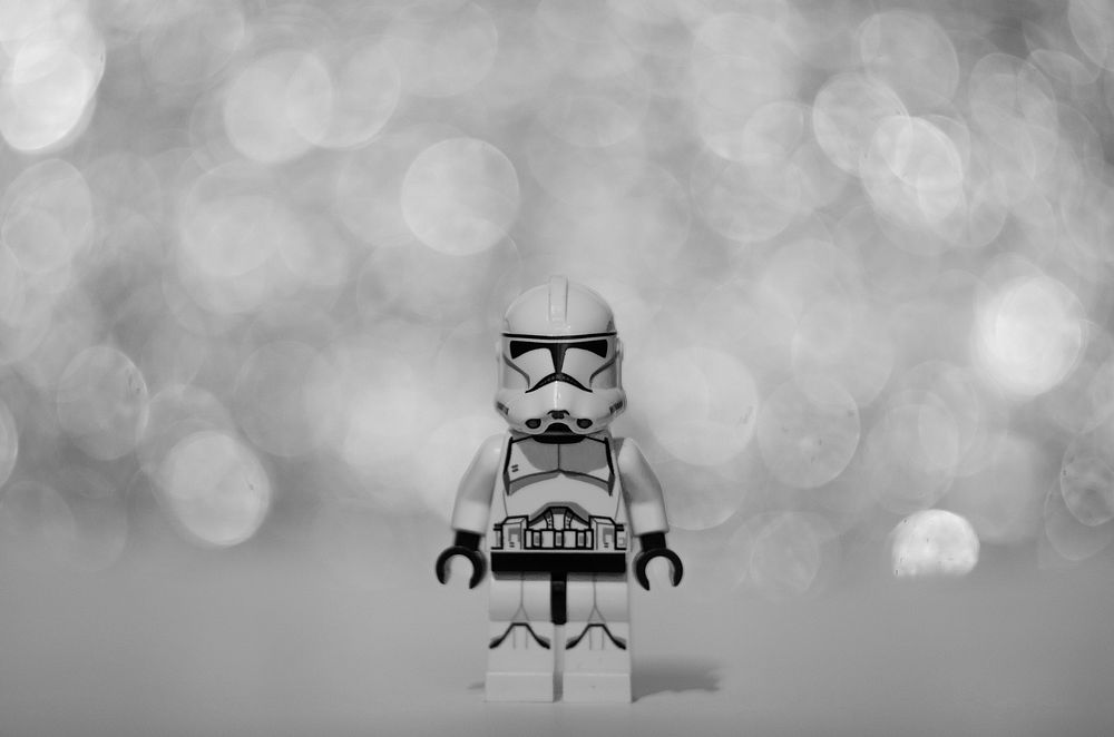 Stormtrooper lego, black and white bokeh. Location unknown - 02/12/2017