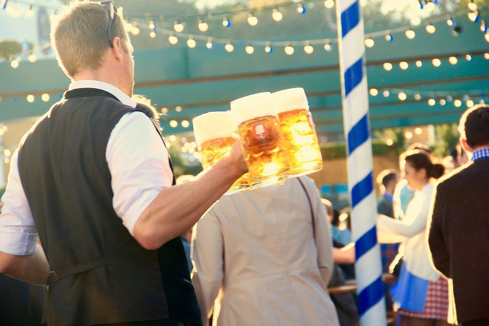 Waiter at Oktoberfest festival, Munich, Germany, 12/02/2017