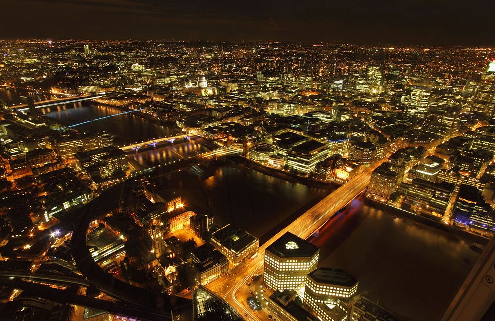 London night cityscape. Free public domain CC0 photo.