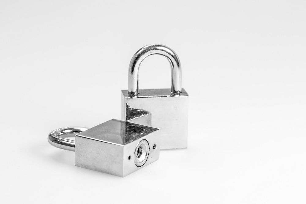 Silver padlocks, free public domain CC0 image.