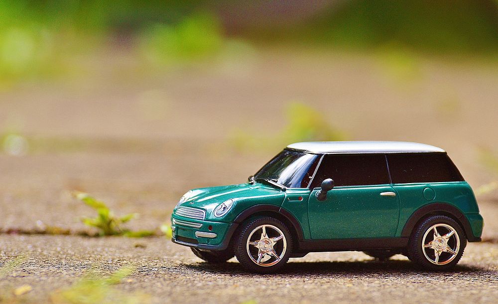 Mini Cooper car model. Location Unknown. Date Unknown.
